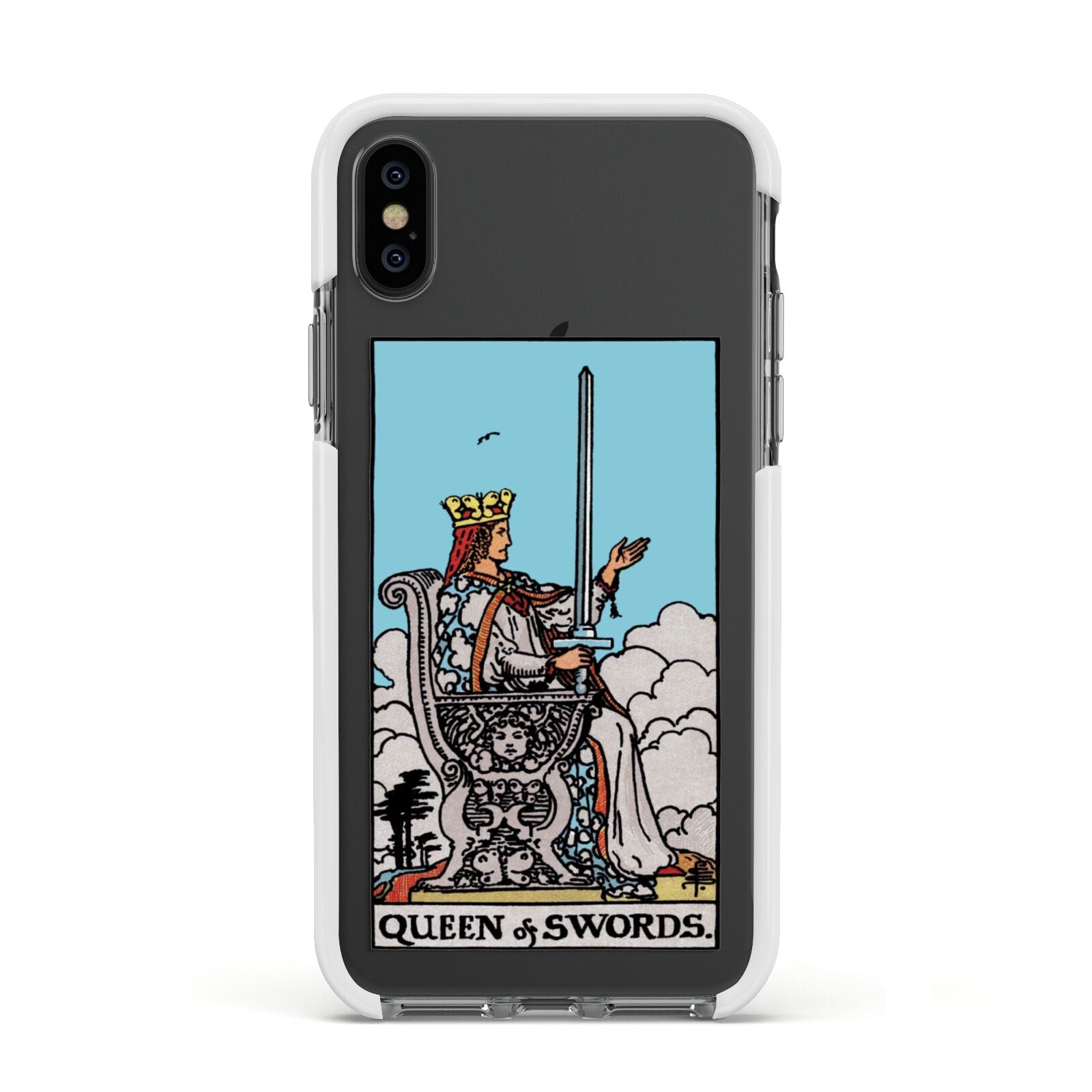 Queen of Swords Tarot Card Apple iPhone Xs Impact Case White Edge on Black Phone