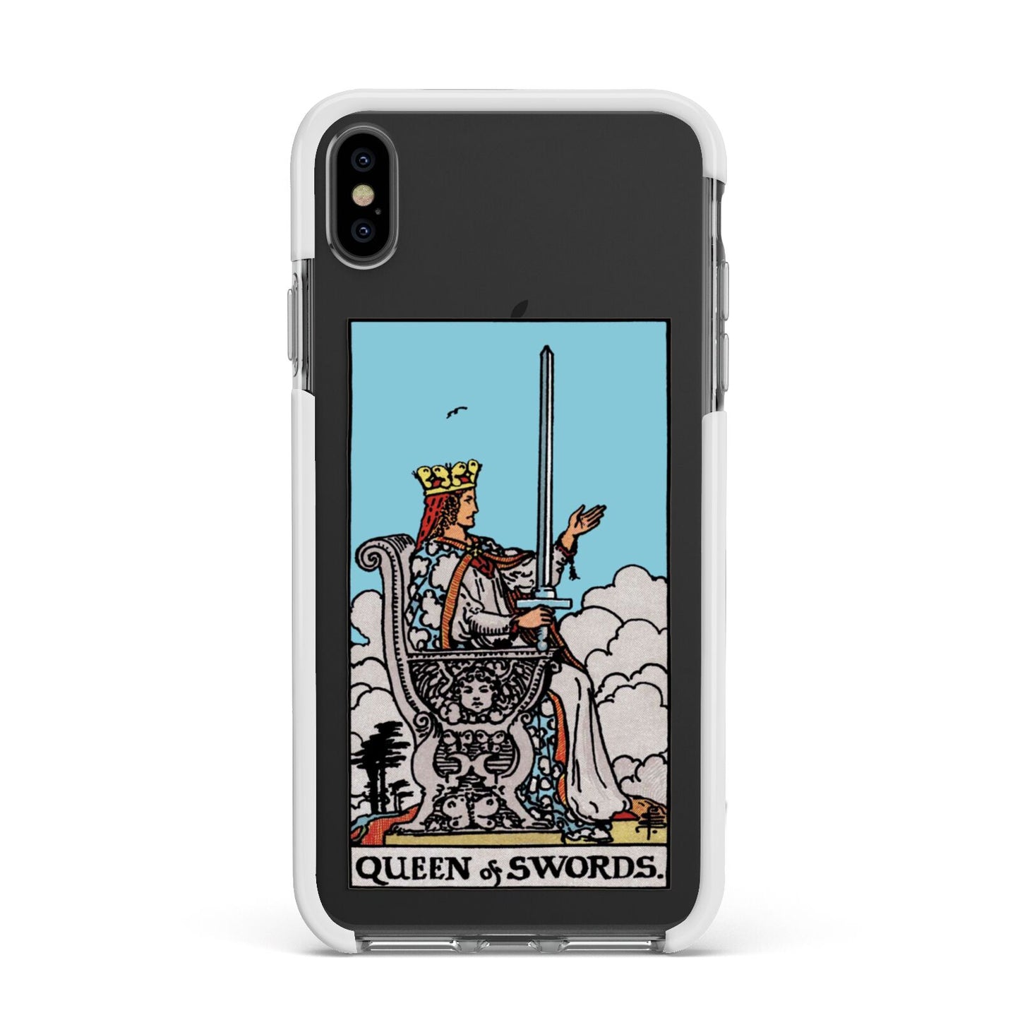 Queen of Swords Tarot Card Apple iPhone Xs Max Impact Case White Edge on Black Phone