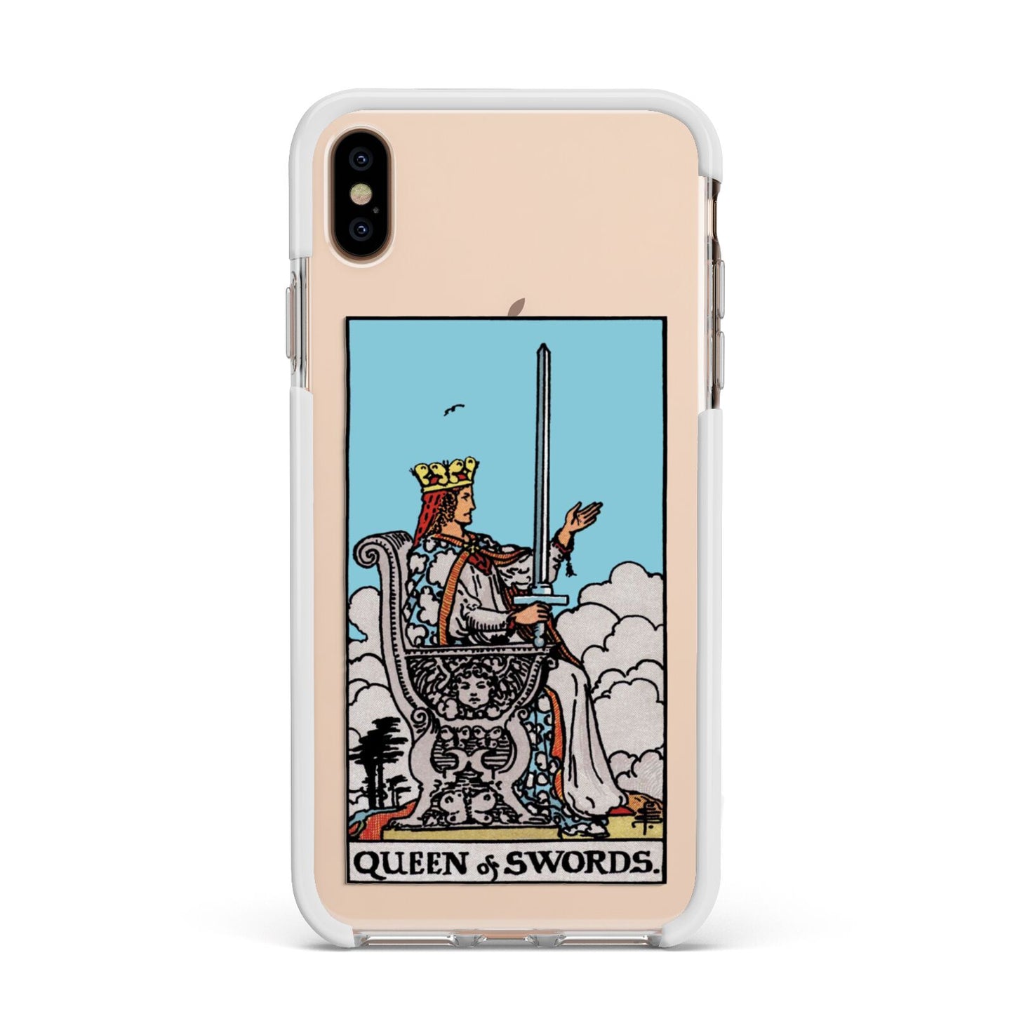 Queen of Swords Tarot Card Apple iPhone Xs Max Impact Case White Edge on Gold Phone