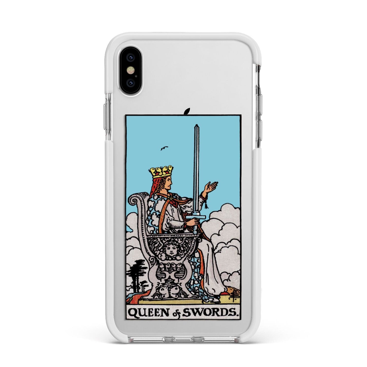 Queen of Swords Tarot Card Apple iPhone Xs Max Impact Case White Edge on Silver Phone
