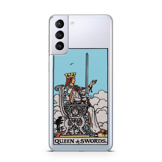 Queen of Swords Tarot Card Samsung S21 Plus Phone Case