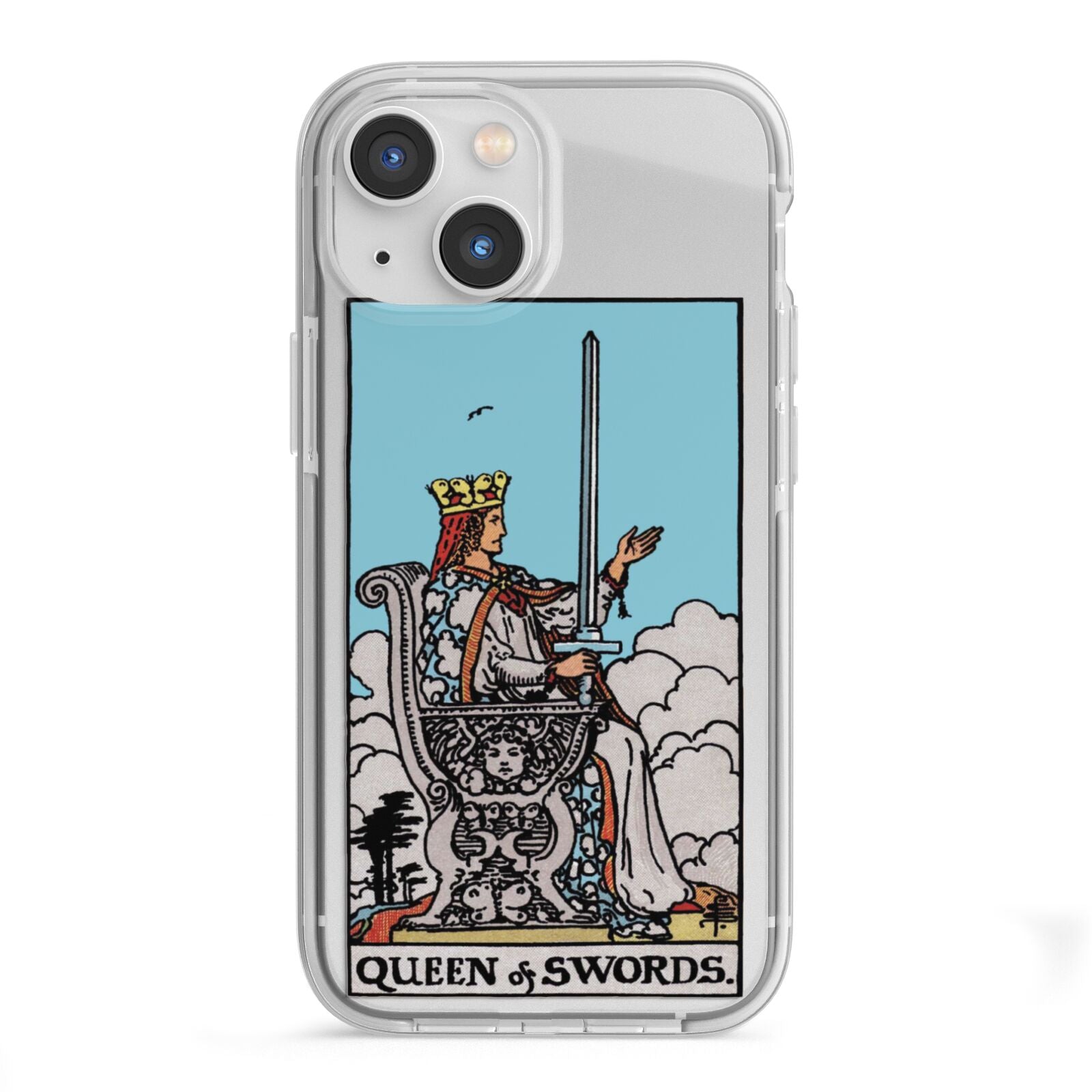 Queen of Swords Tarot Card iPhone 13 Mini TPU Impact Case with White Edges