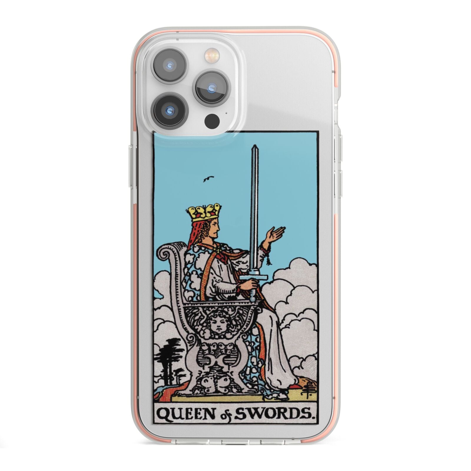 Queen of Swords Tarot Card iPhone 13 Pro Max TPU Impact Case with Pink Edges