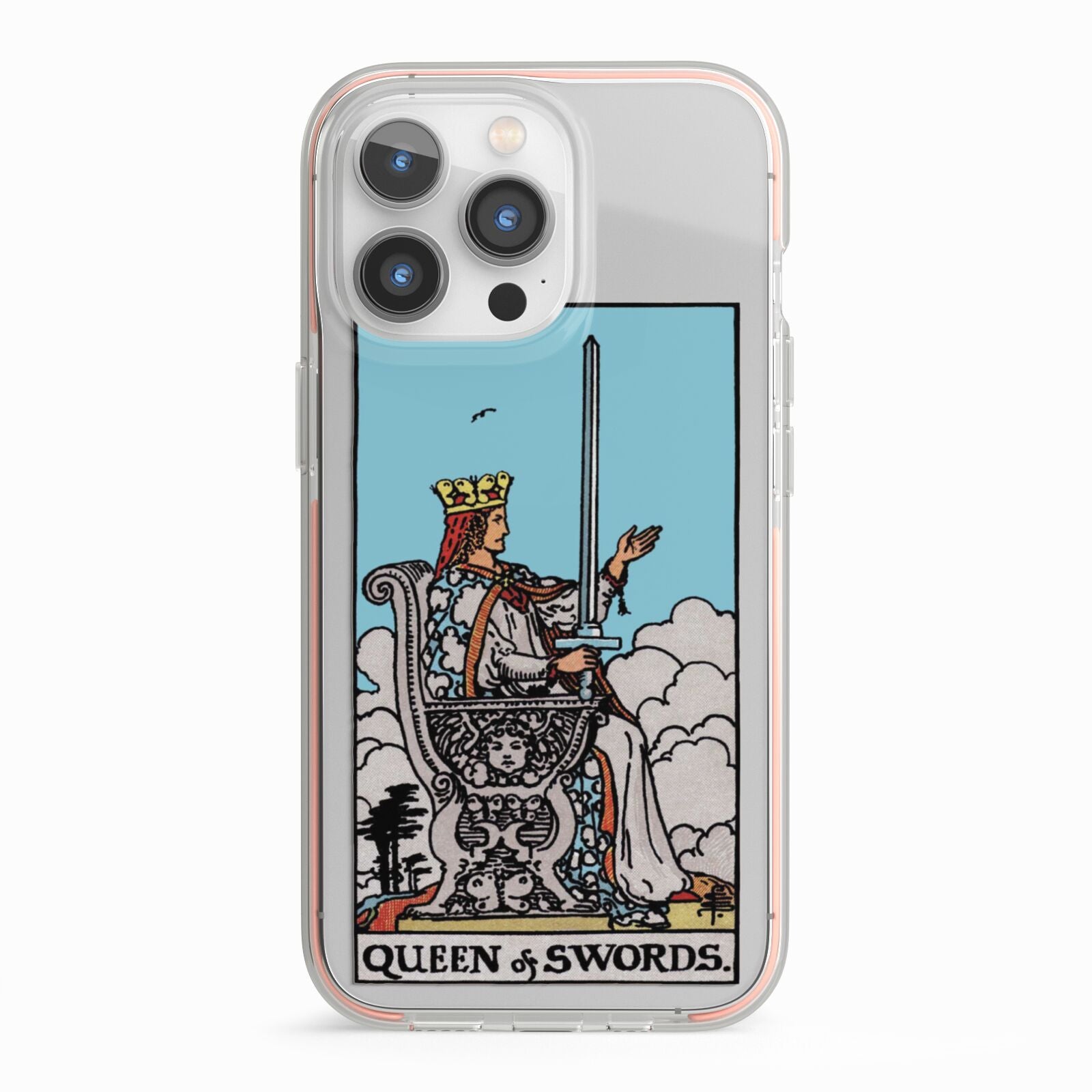 Queen of Swords Tarot Card iPhone 13 Pro TPU Impact Case with Pink Edges