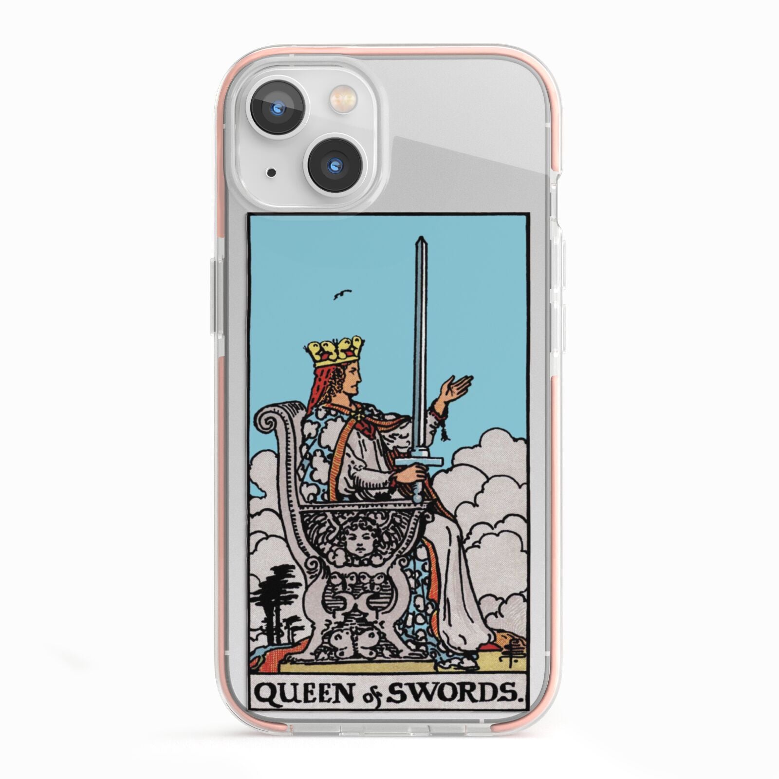 Queen of Swords Tarot Card iPhone 13 TPU Impact Case with Pink Edges