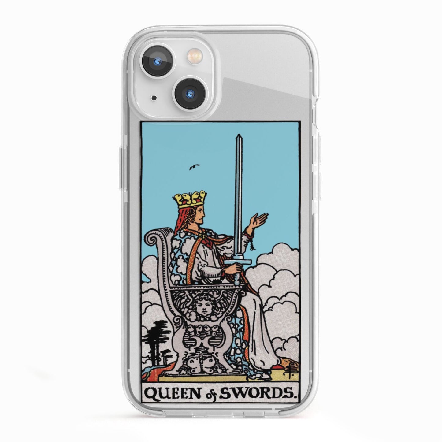 Queen of Swords Tarot Card iPhone 13 TPU Impact Case with White Edges