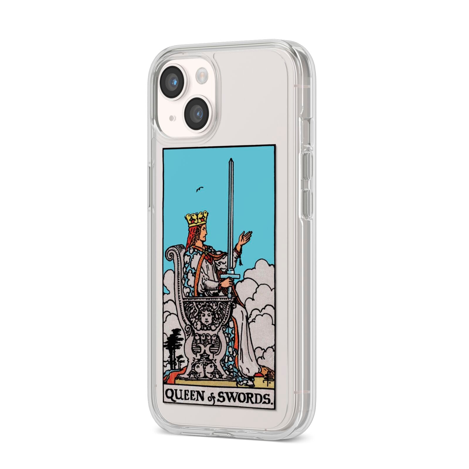 Queen of Swords Tarot Card iPhone 14 Clear Tough Case Starlight Angled Image