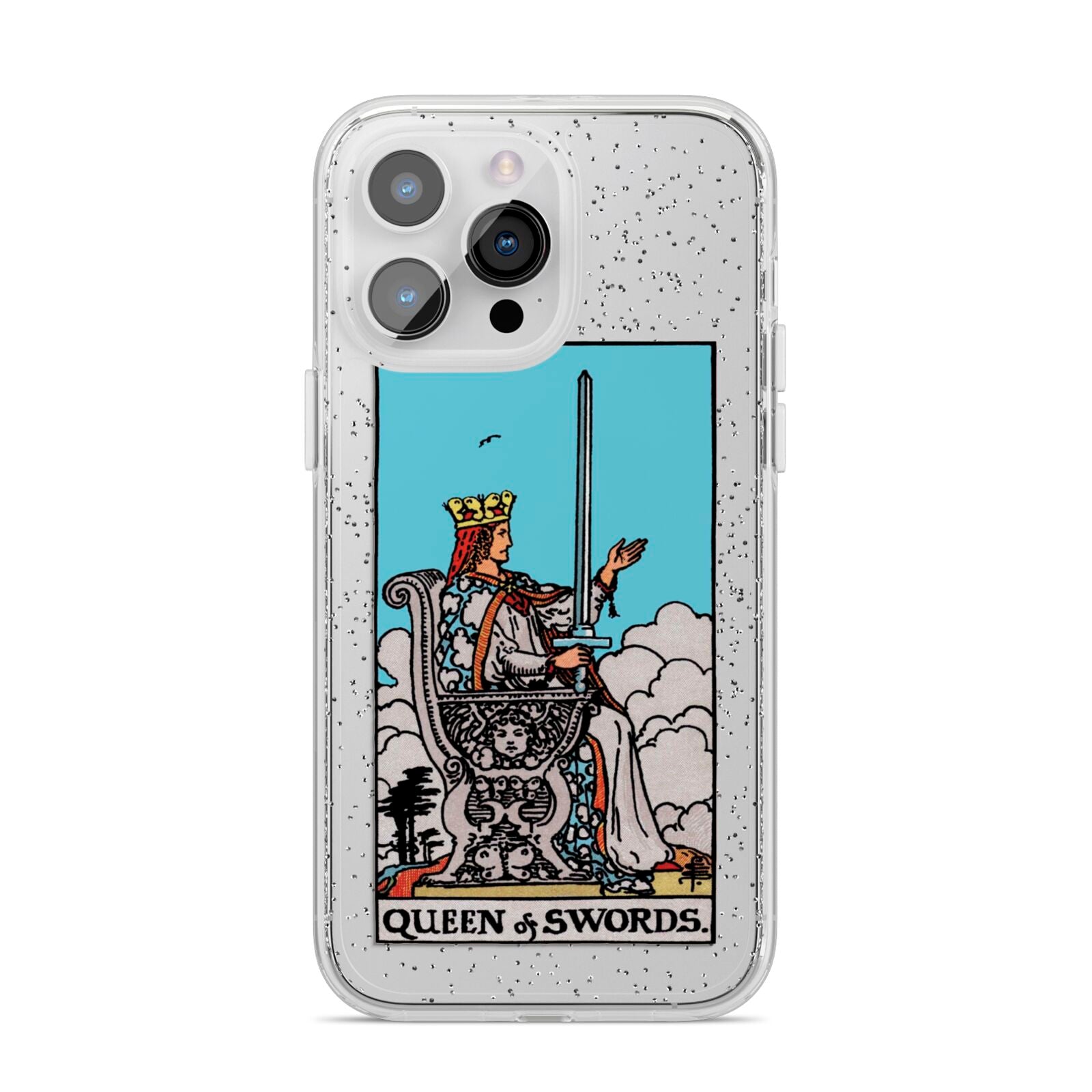 Queen of Swords Tarot Card iPhone 14 Pro Max Glitter Tough Case Silver