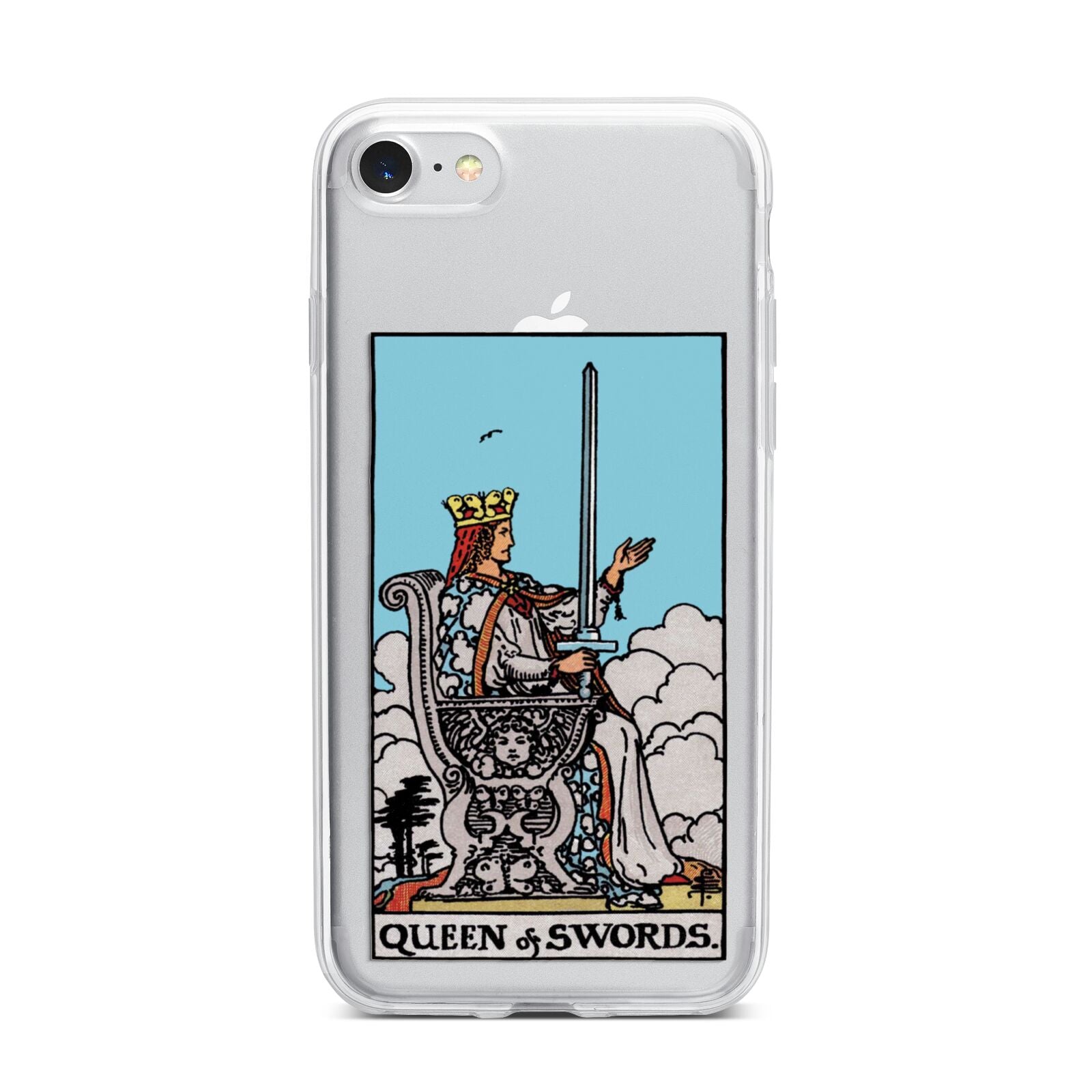 Queen of Swords Tarot Card iPhone 7 Bumper Case on Silver iPhone