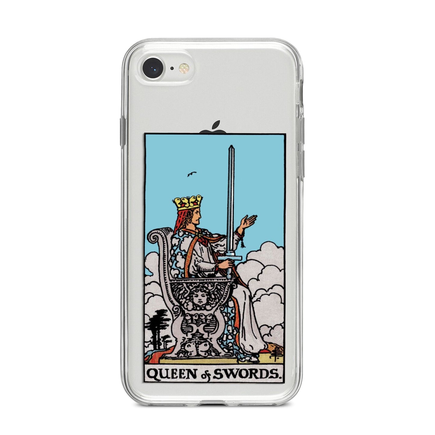 Queen of Swords Tarot Card iPhone 8 Bumper Case on Silver iPhone