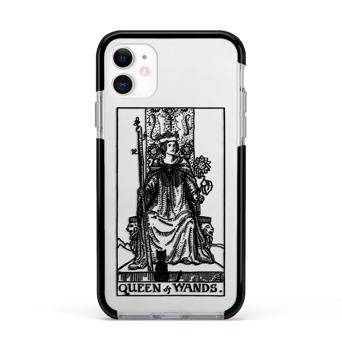 Queen of Wands Monochrome Apple iPhone 11 in White with Black Impact Case