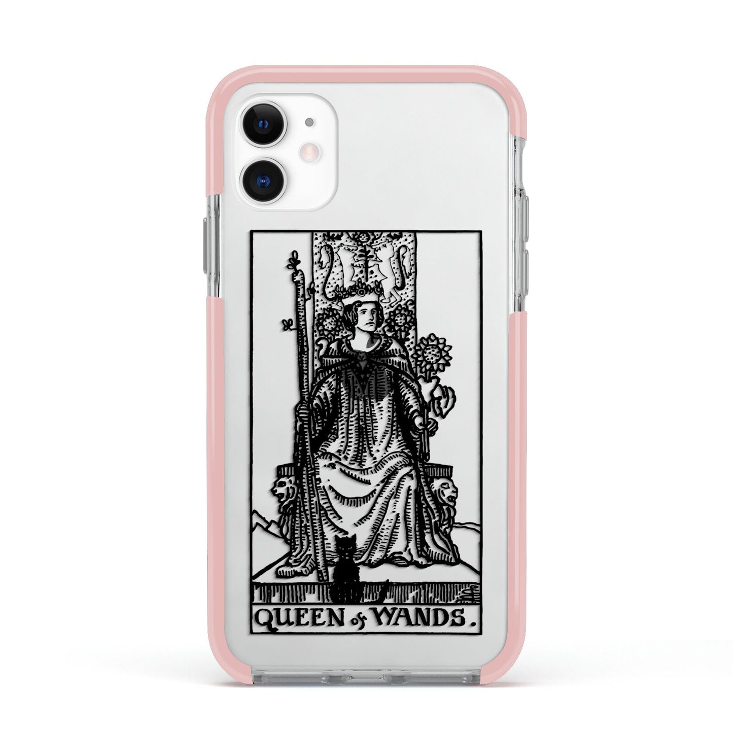 Queen of Wands Monochrome Apple iPhone 11 in White with Pink Impact Case