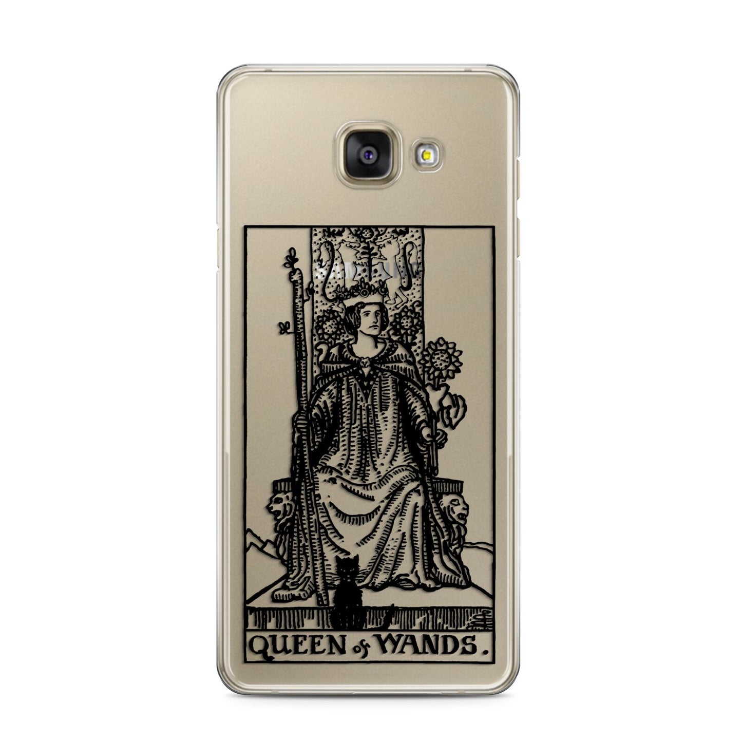 Queen of Wands Monochrome Samsung Galaxy A3 2016 Case on gold phone