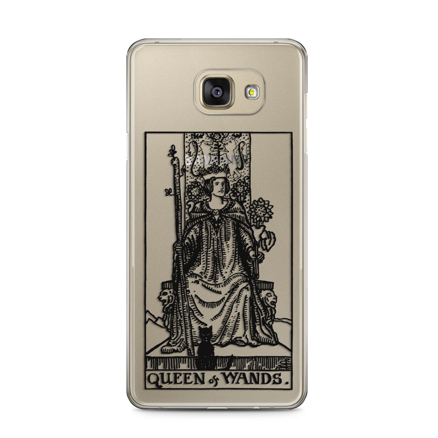 Queen of Wands Monochrome Samsung Galaxy A5 2016 Case on gold phone