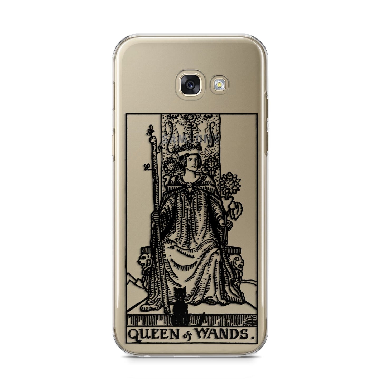 Queen of Wands Monochrome Samsung Galaxy A5 2017 Case on gold phone