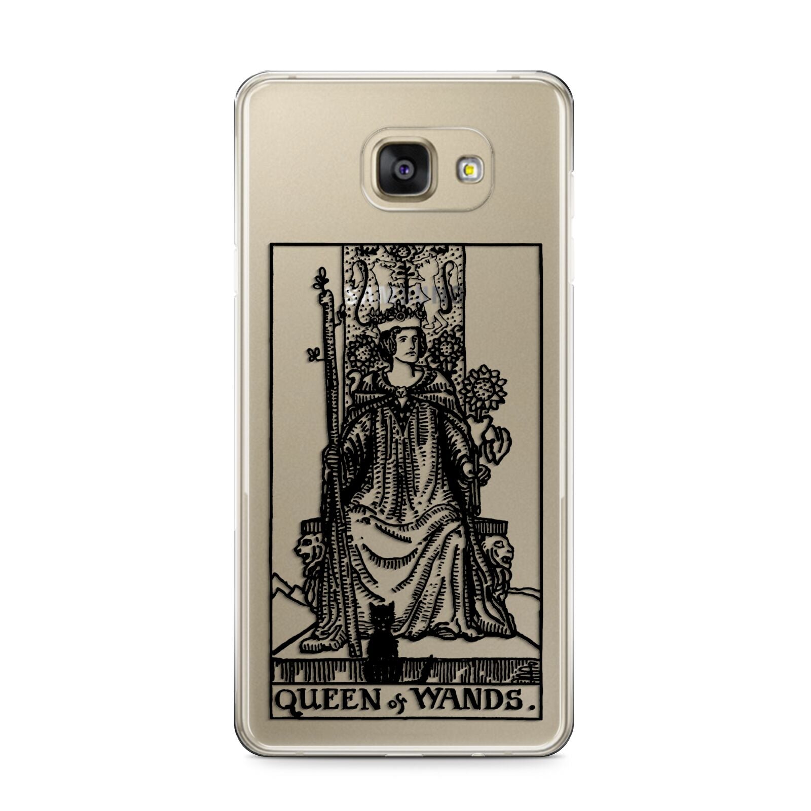 Queen of Wands Monochrome Samsung Galaxy A9 2016 Case on gold phone