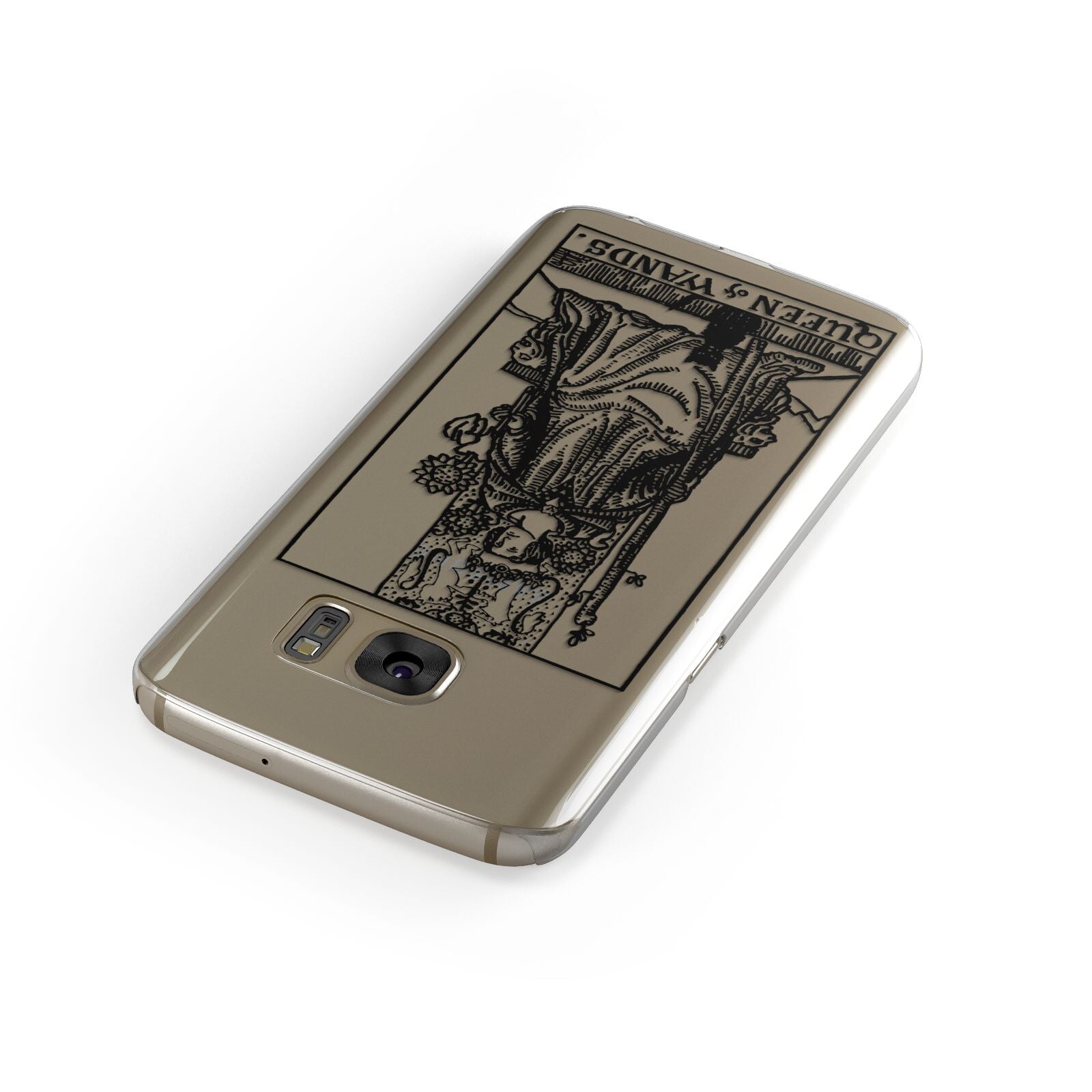 Queen of Wands Monochrome Samsung Galaxy Case Front Close Up