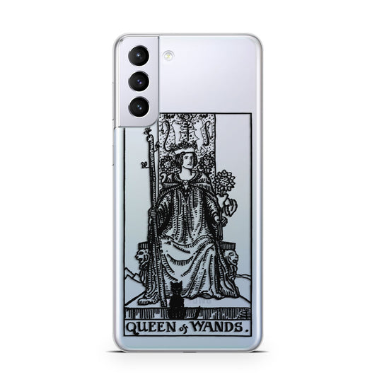 Queen of Wands Monochrome Samsung S21 Plus Phone Case
