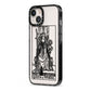 Queen of Wands Monochrome iPhone 13 Black Impact Case Side Angle on Silver phone