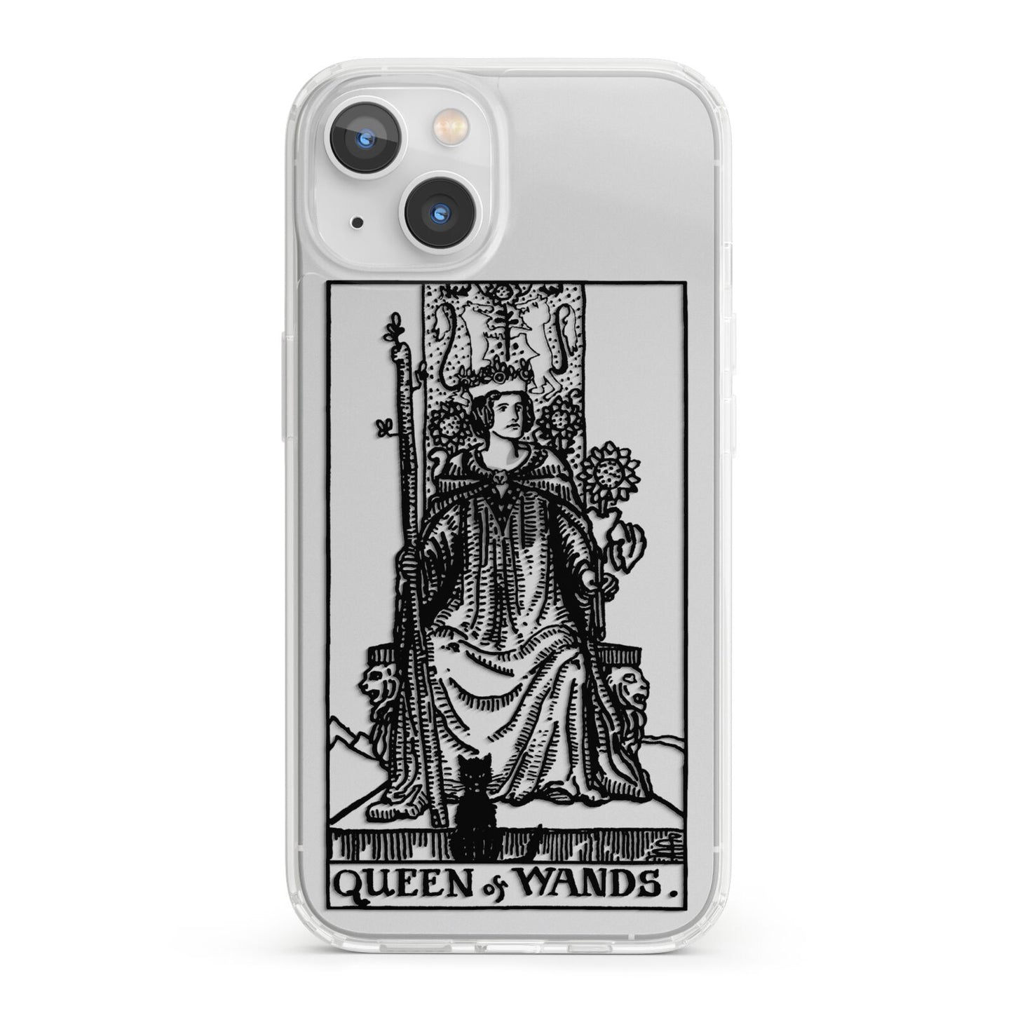 Queen of Wands Monochrome iPhone 13 Clear Bumper Case