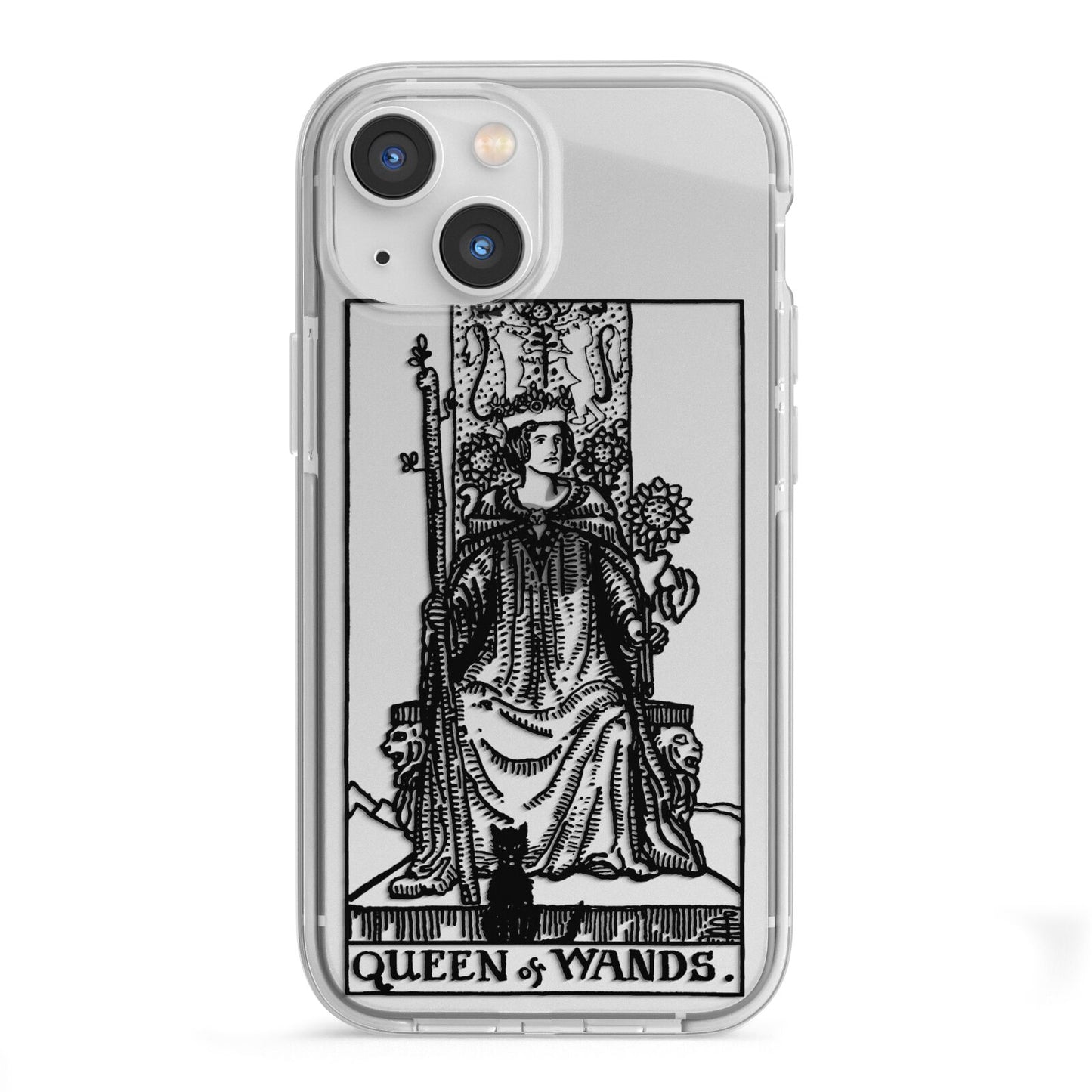 Queen of Wands Monochrome iPhone 13 Mini TPU Impact Case with White Edges