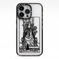 Queen of Wands Monochrome iPhone 13 Pro Black Impact Case on Silver phone