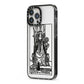 Queen of Wands Monochrome iPhone 13 Pro Max Black Impact Case Side Angle on Silver phone