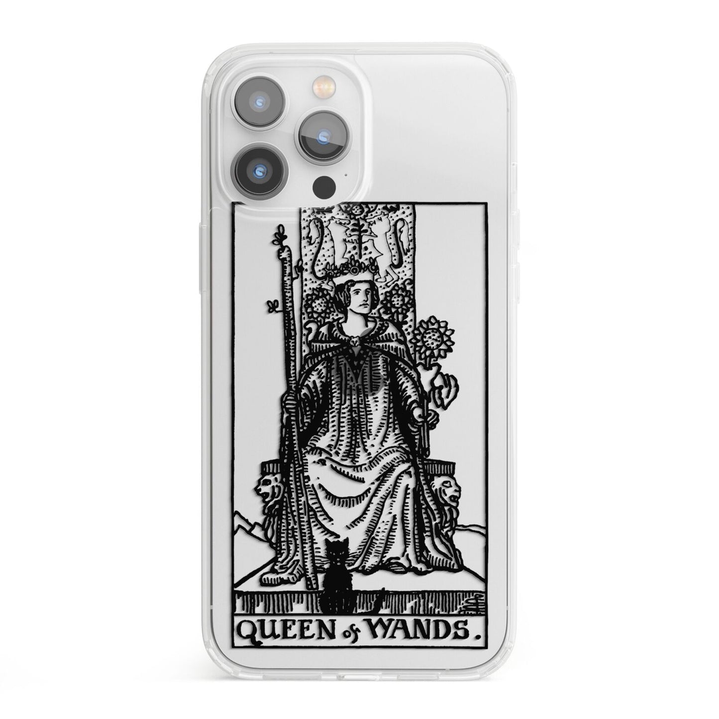 Queen of Wands Monochrome iPhone 13 Pro Max Clear Bumper Case