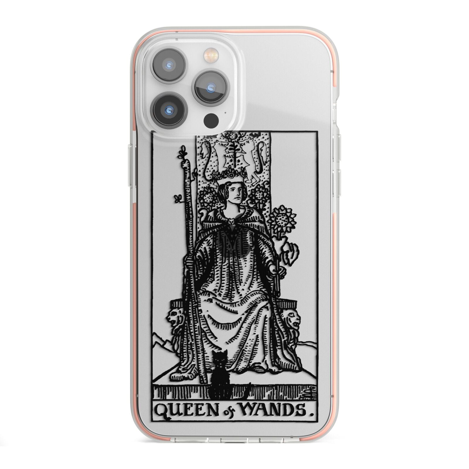 Queen of Wands Monochrome iPhone 13 Pro Max TPU Impact Case with Pink Edges