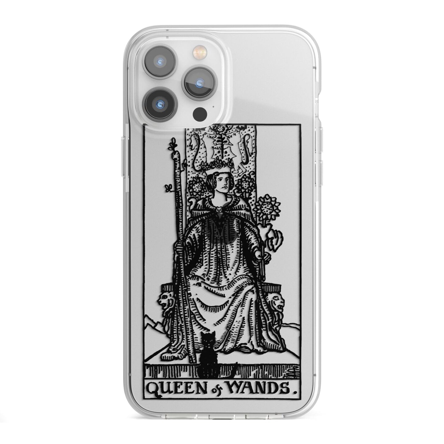 Queen of Wands Monochrome iPhone 13 Pro Max TPU Impact Case with White Edges