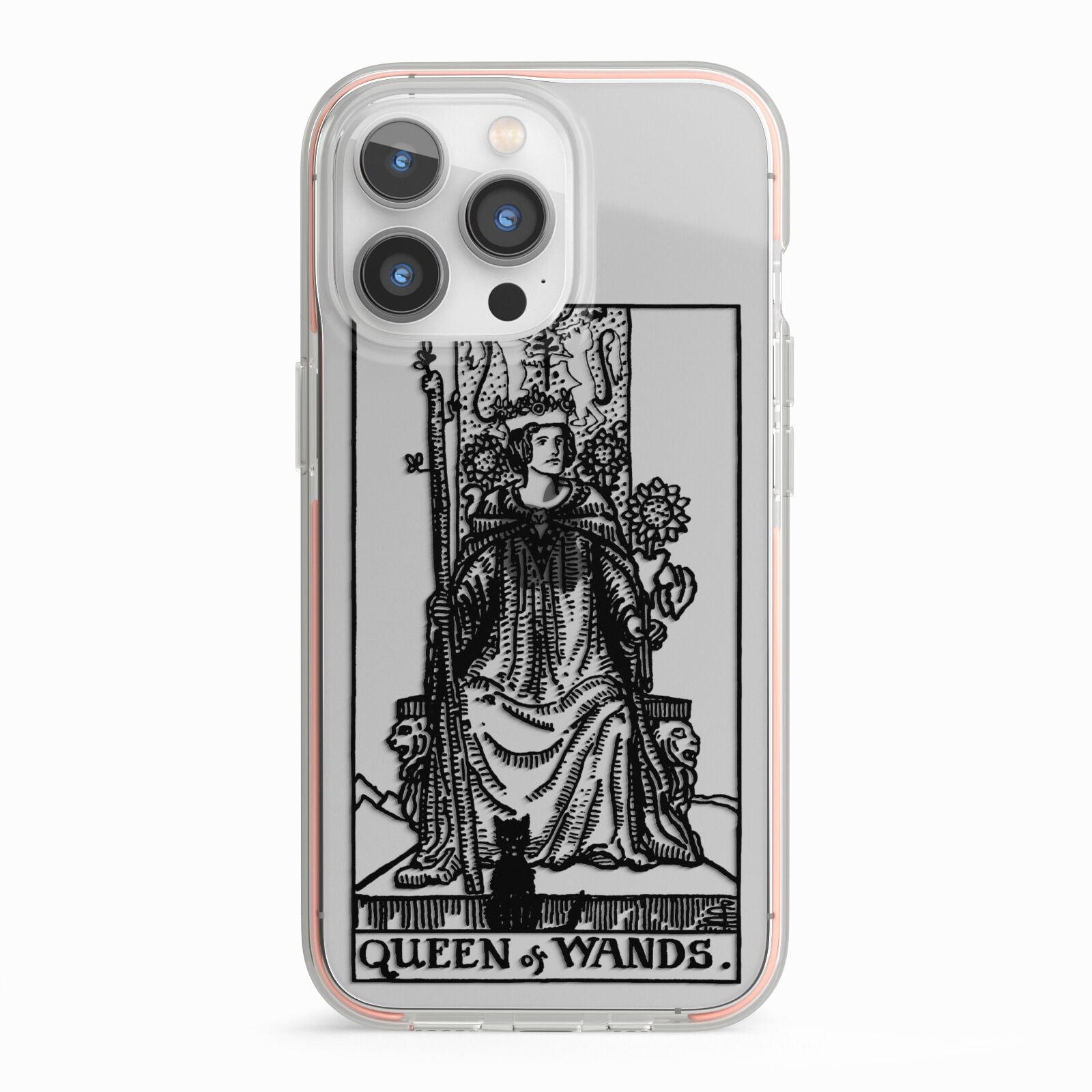 Queen of Wands Monochrome iPhone 13 Pro TPU Impact Case with Pink Edges