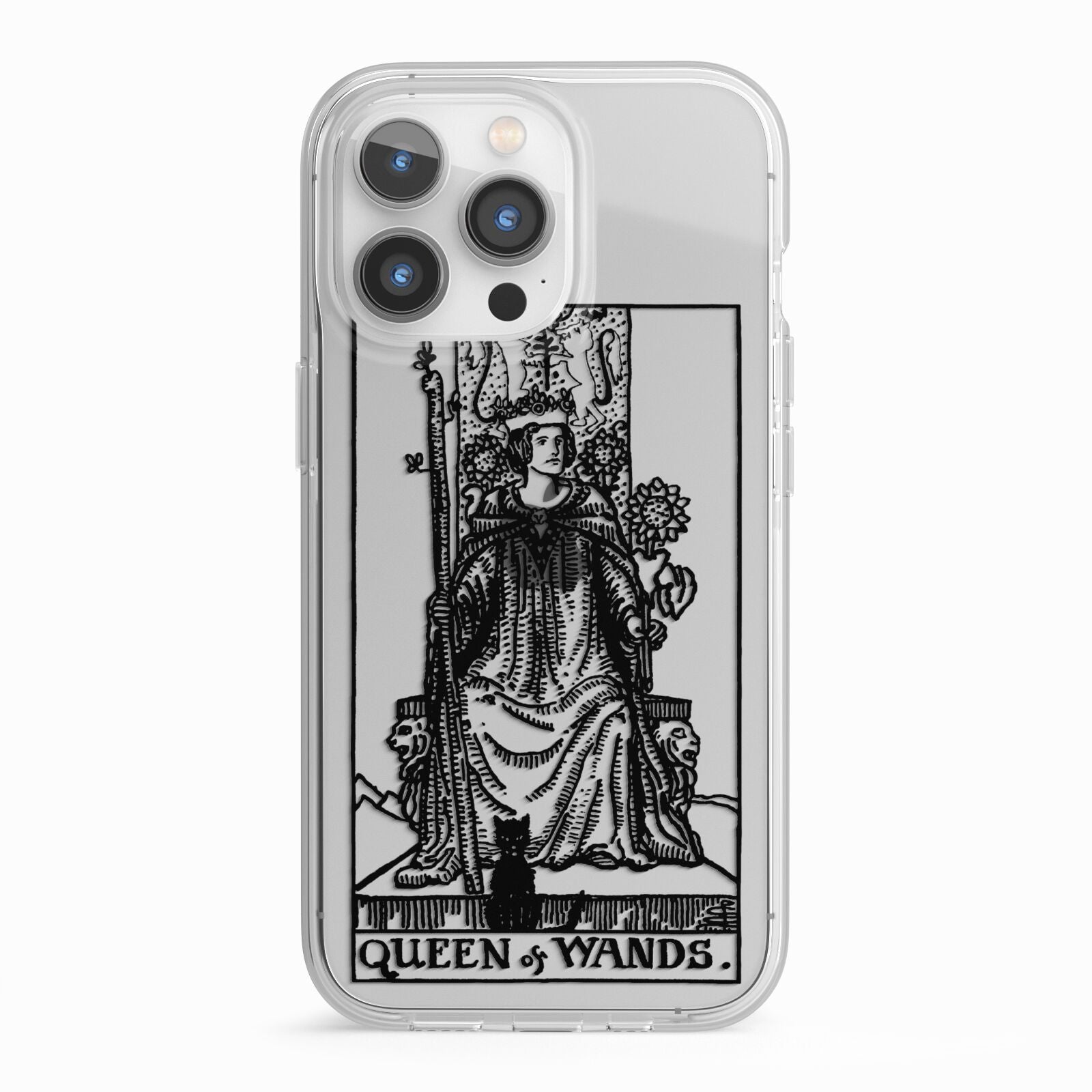 Queen of Wands Monochrome iPhone 13 Pro TPU Impact Case with White Edges