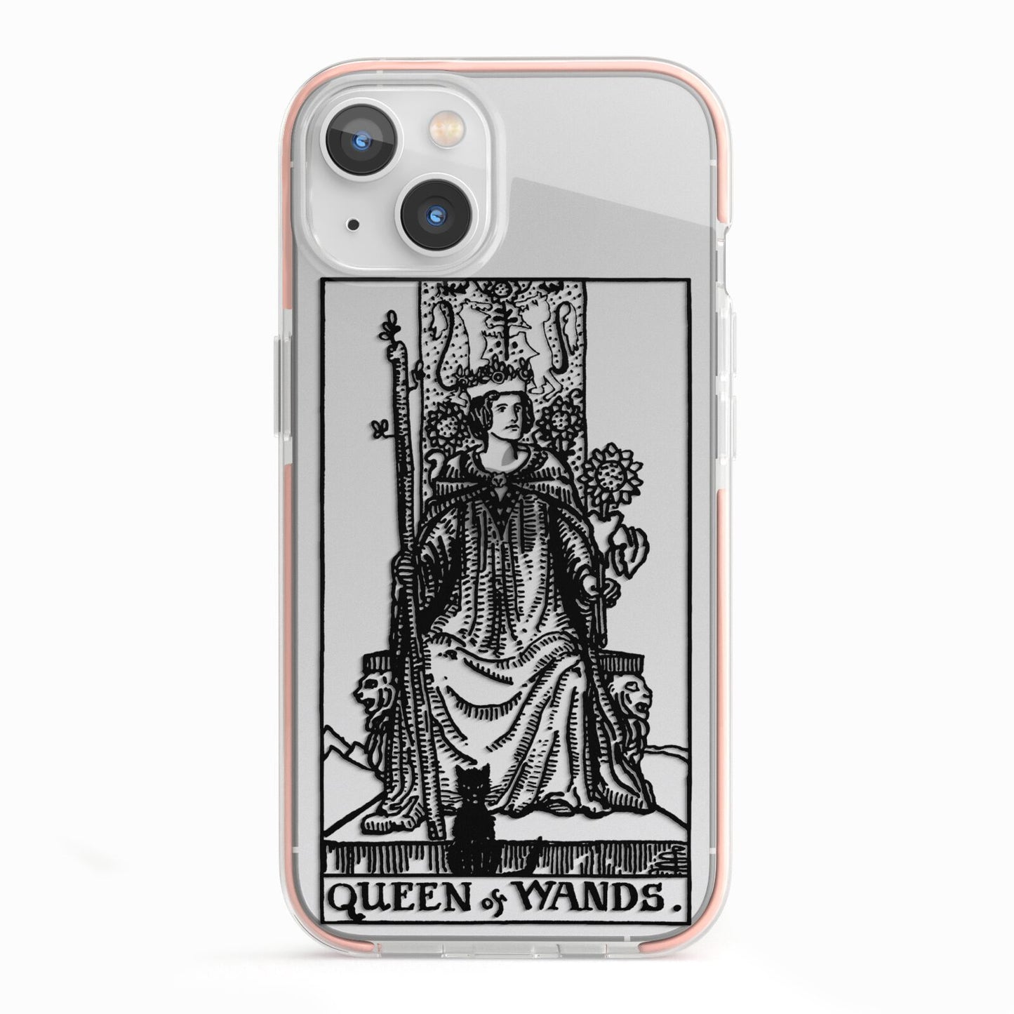 Queen of Wands Monochrome iPhone 13 TPU Impact Case with Pink Edges