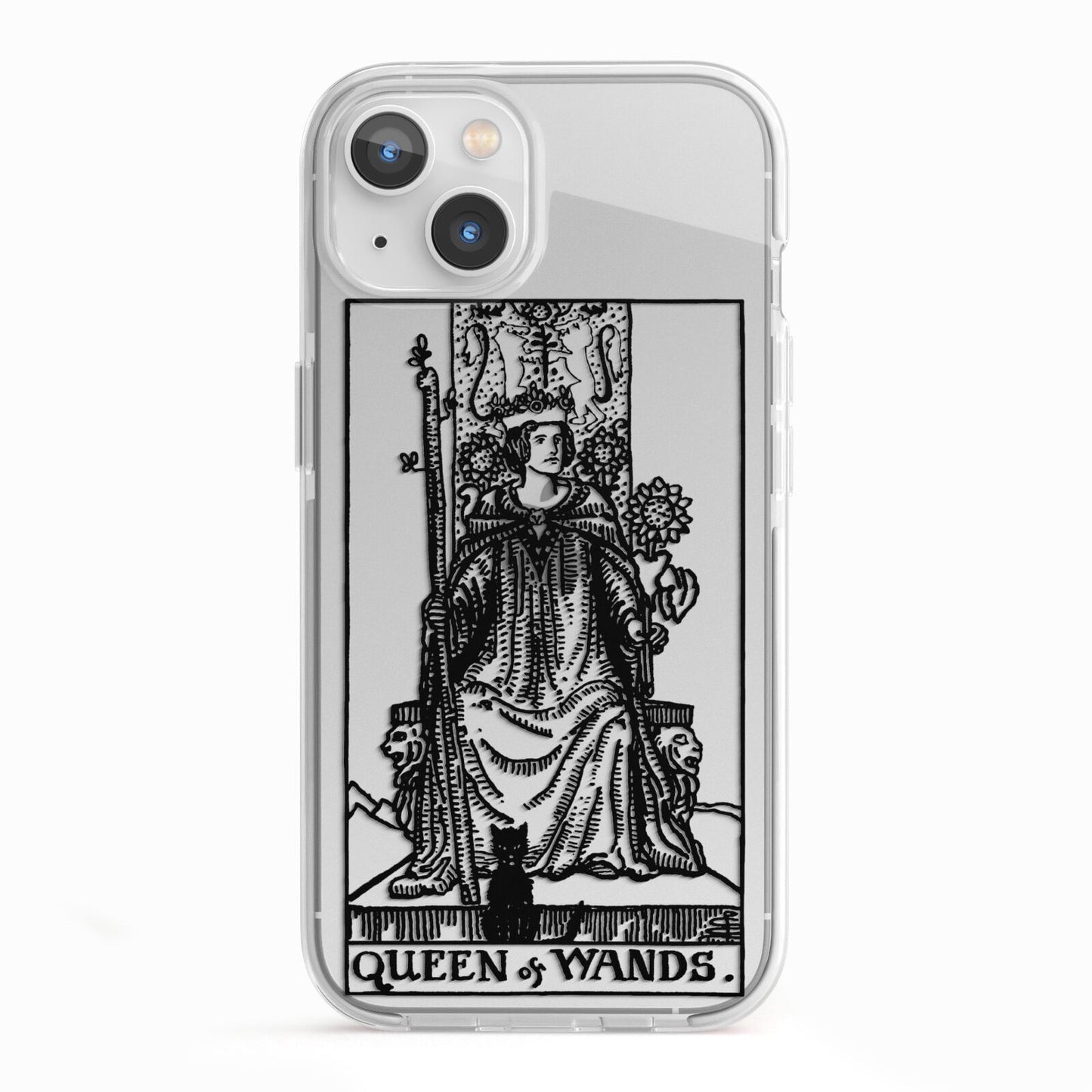 Queen of Wands Monochrome iPhone 13 TPU Impact Case with White Edges