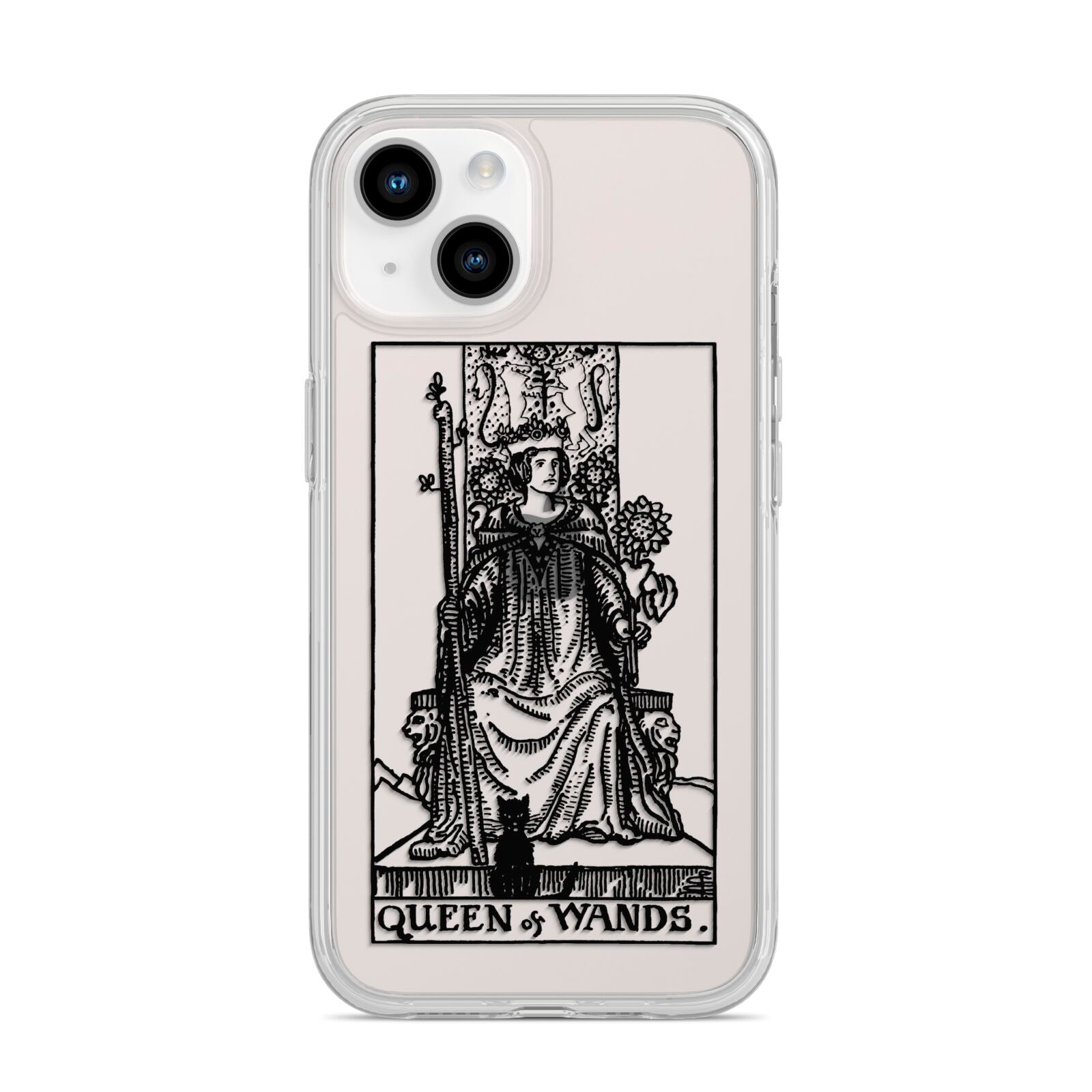Queen of Wands Monochrome iPhone 14 Clear Tough Case Starlight