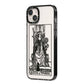 Queen of Wands Monochrome iPhone 14 Plus Black Impact Case Side Angle on Silver phone