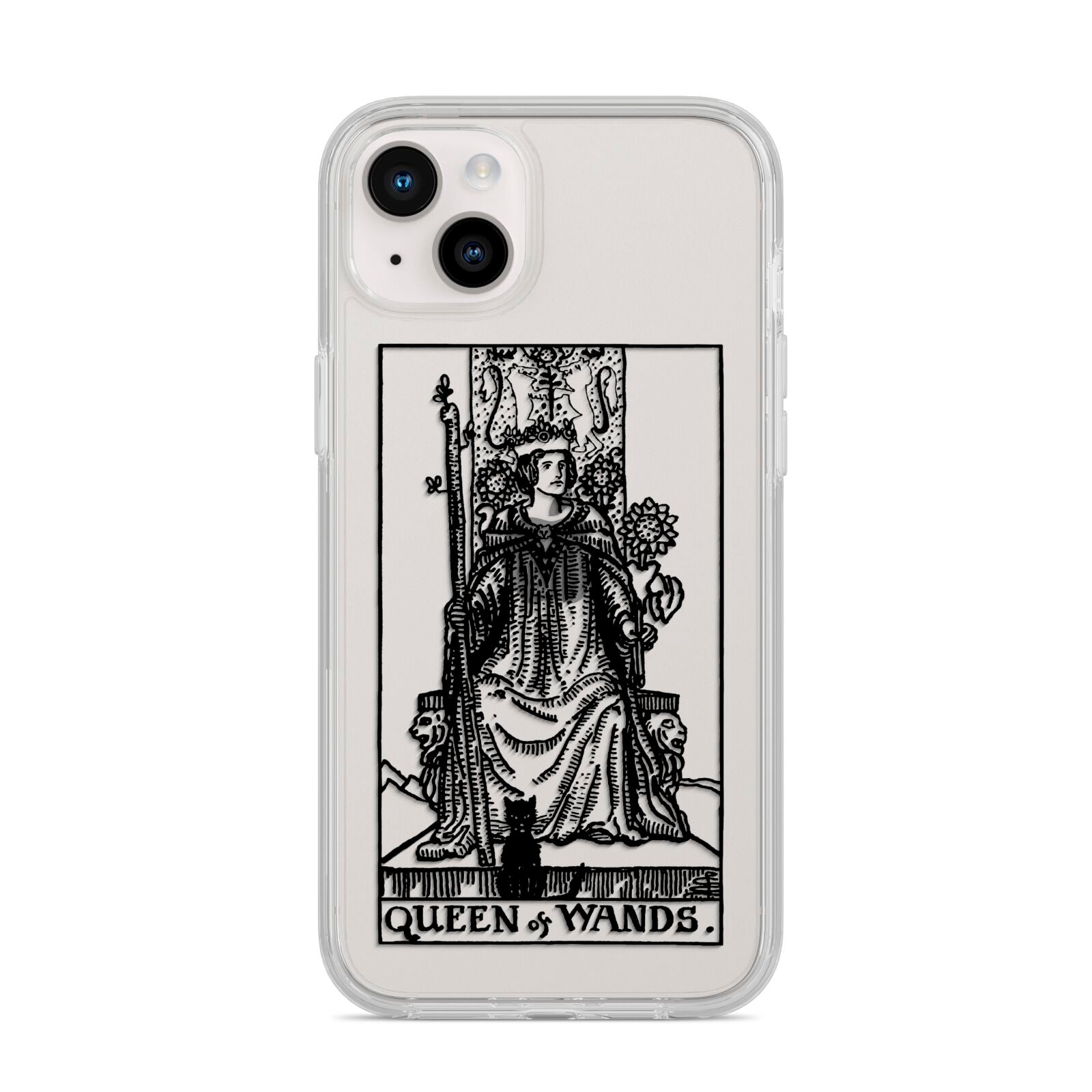 Queen of Wands Monochrome iPhone 14 Plus Clear Tough Case Starlight