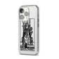 Queen of Wands Monochrome iPhone 14 Pro Clear Tough Case Silver Angled Image