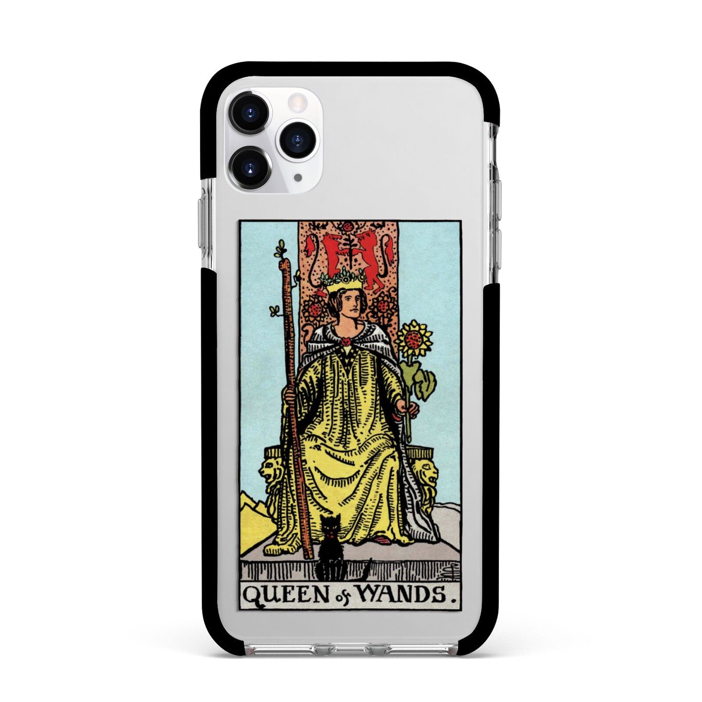 Queen of Wands Tarot Card Apple iPhone 11 Pro Max in Silver with Black Impact Case