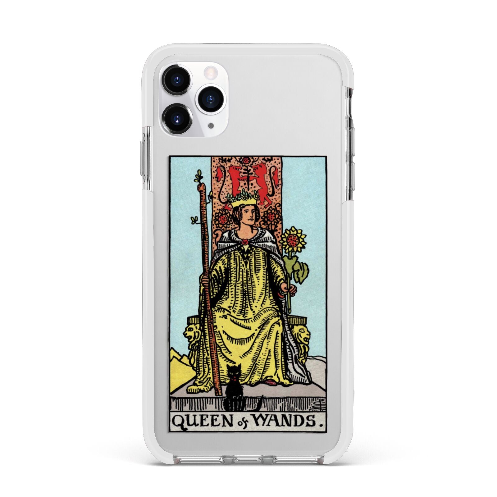 Queen of Wands Tarot Card Apple iPhone 11 Pro Max in Silver with White Impact Case