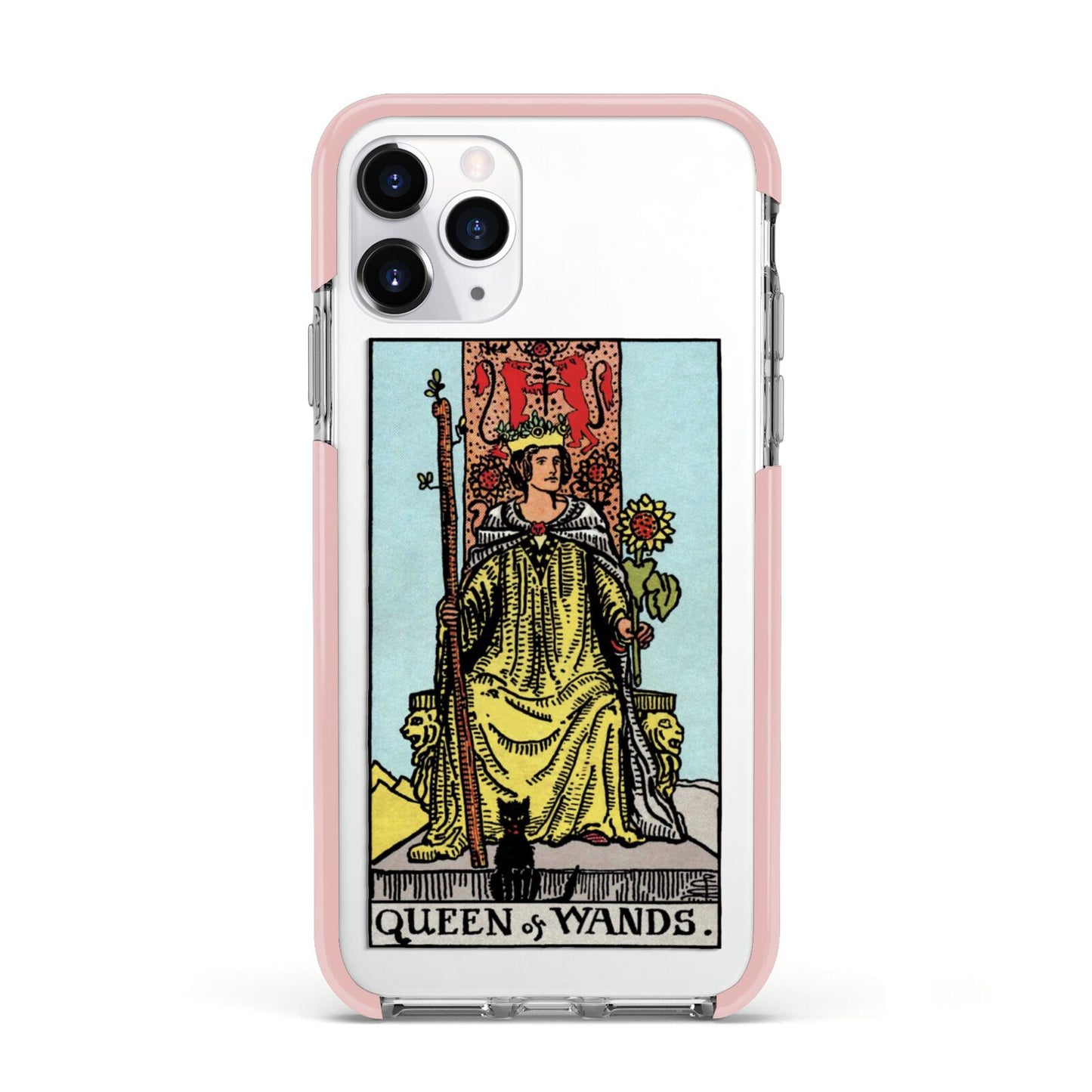 Queen of Wands Tarot Card Apple iPhone 11 Pro in Silver with Pink Impact Case