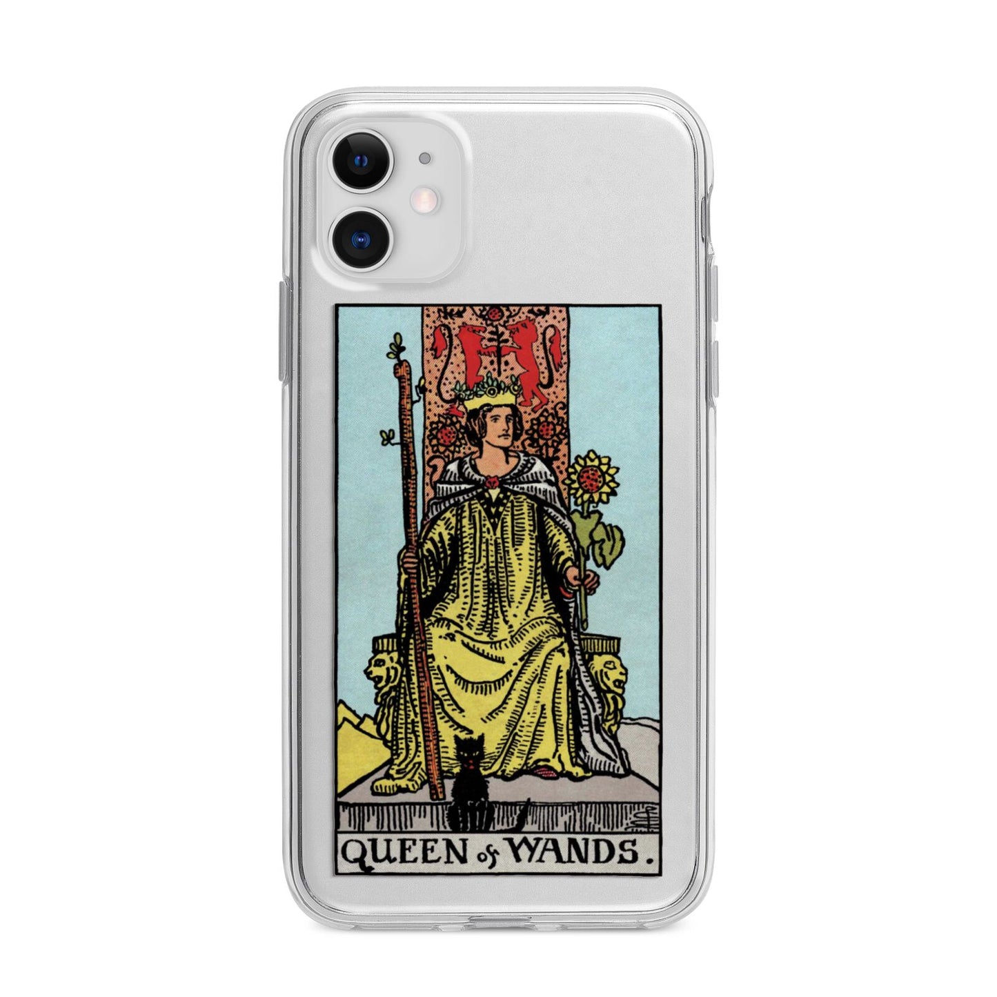 Queen of Wands Tarot Card Apple iPhone 11 in White with Bumper Case