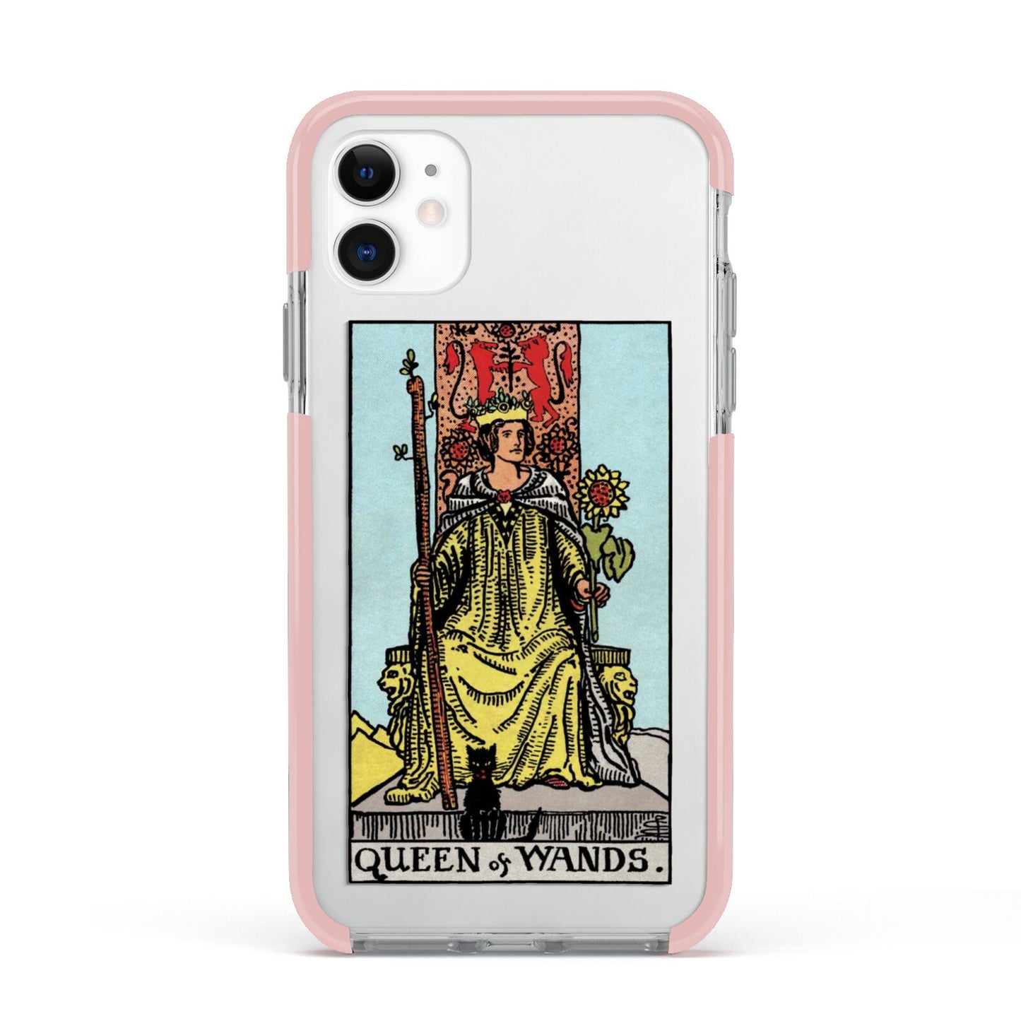 Queen of Wands Tarot Card Apple iPhone 11 in White with Pink Impact Case