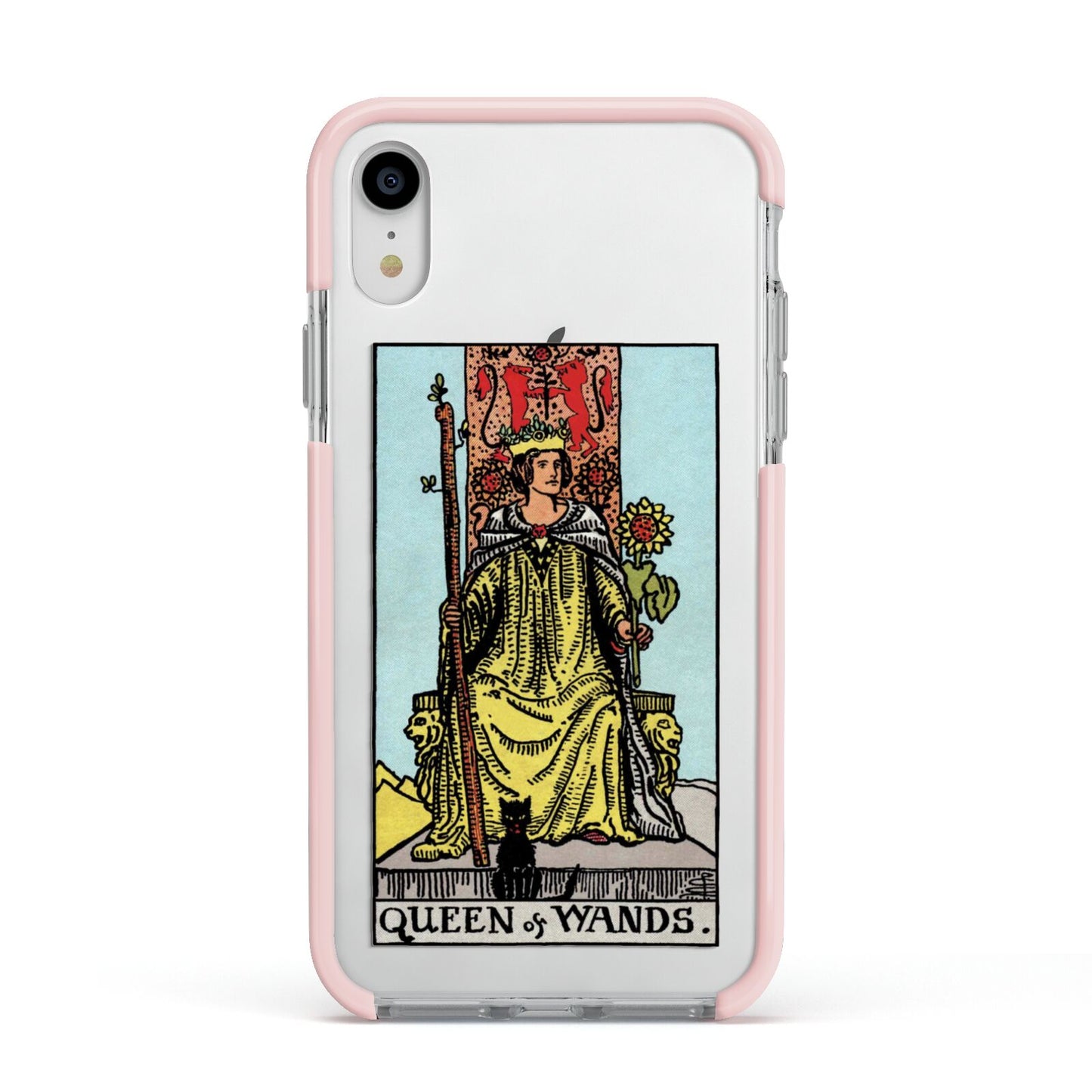 Queen of Wands Tarot Card Apple iPhone XR Impact Case Pink Edge on Silver Phone