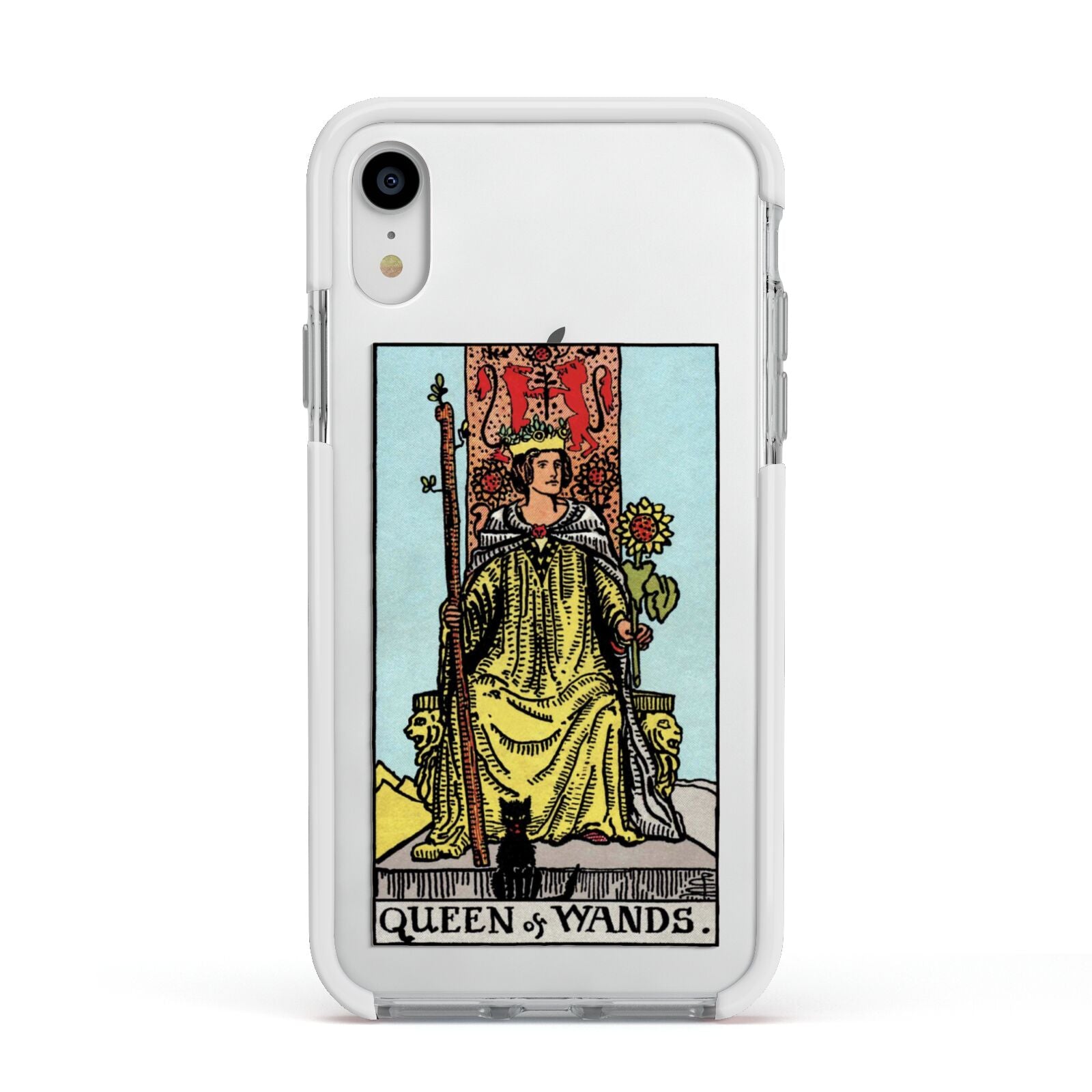 Queen of Wands Tarot Card Apple iPhone XR Impact Case White Edge on Silver Phone