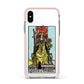 Queen of Wands Tarot Card Apple iPhone Xs Impact Case Pink Edge on Silver Phone