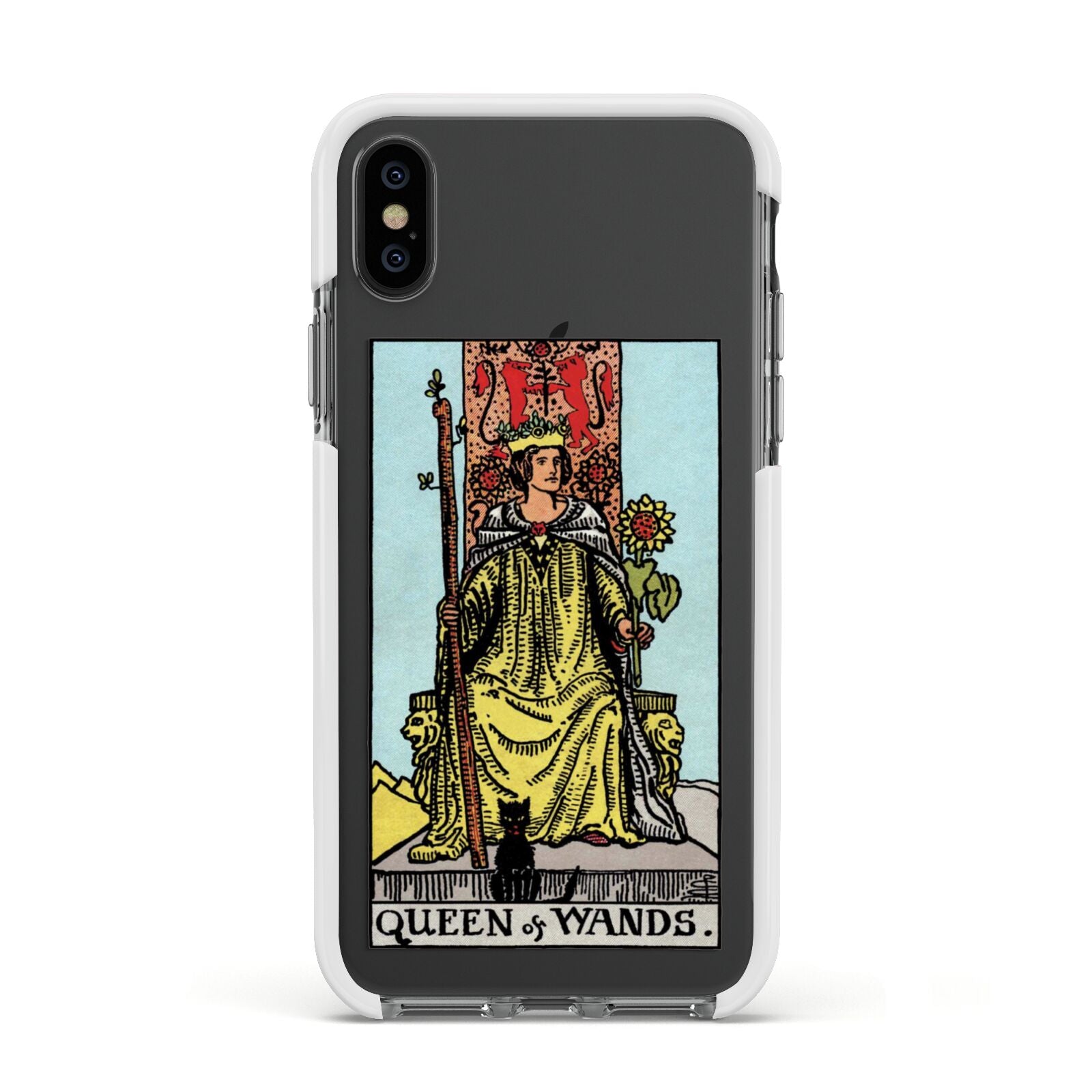 Queen of Wands Tarot Card Apple iPhone Xs Impact Case White Edge on Black Phone