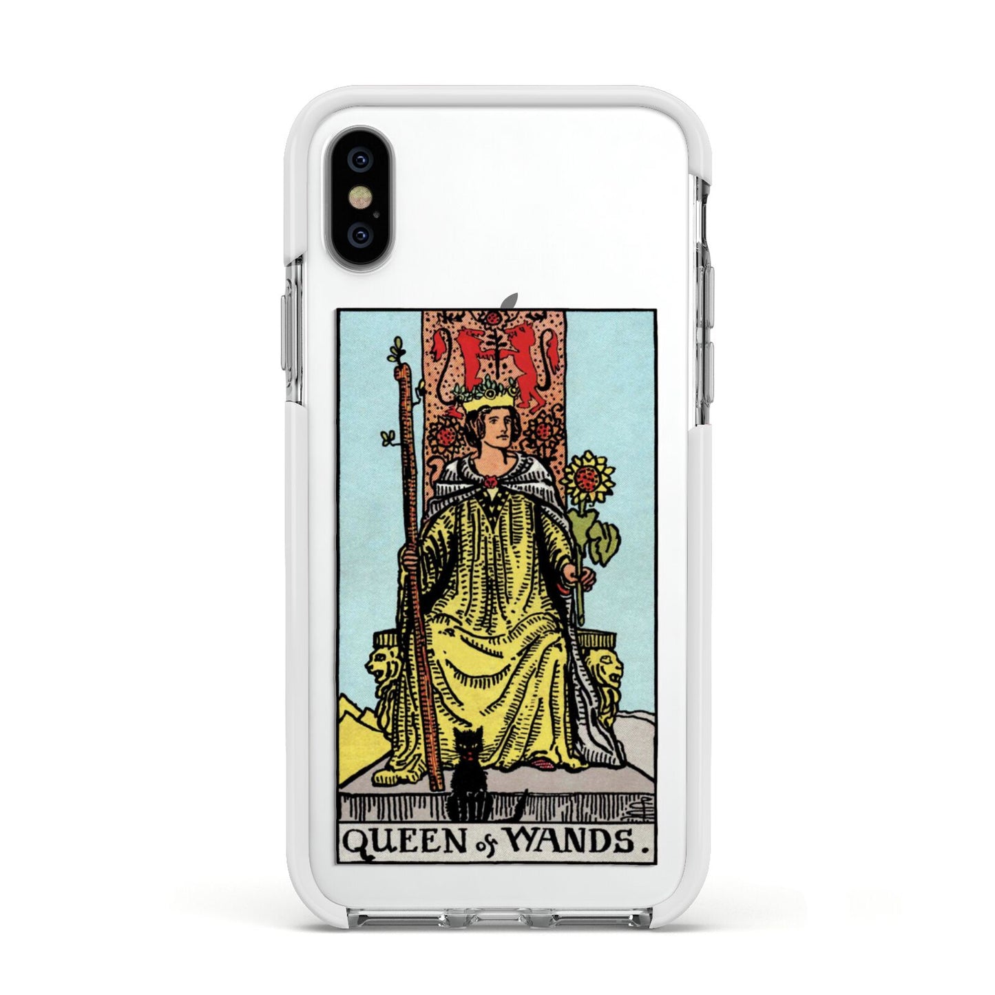 Queen of Wands Tarot Card Apple iPhone Xs Impact Case White Edge on Silver Phone