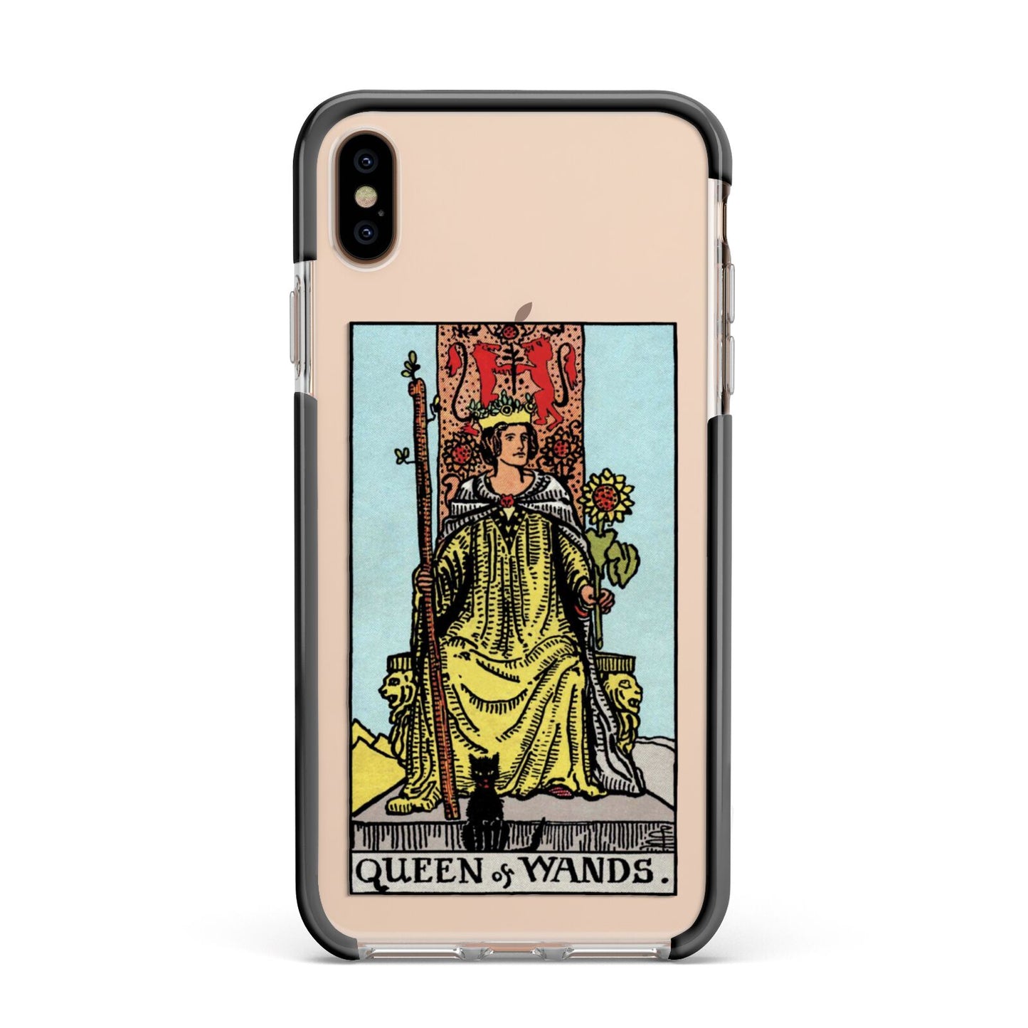 Queen of Wands Tarot Card Apple iPhone Xs Max Impact Case Black Edge on Gold Phone