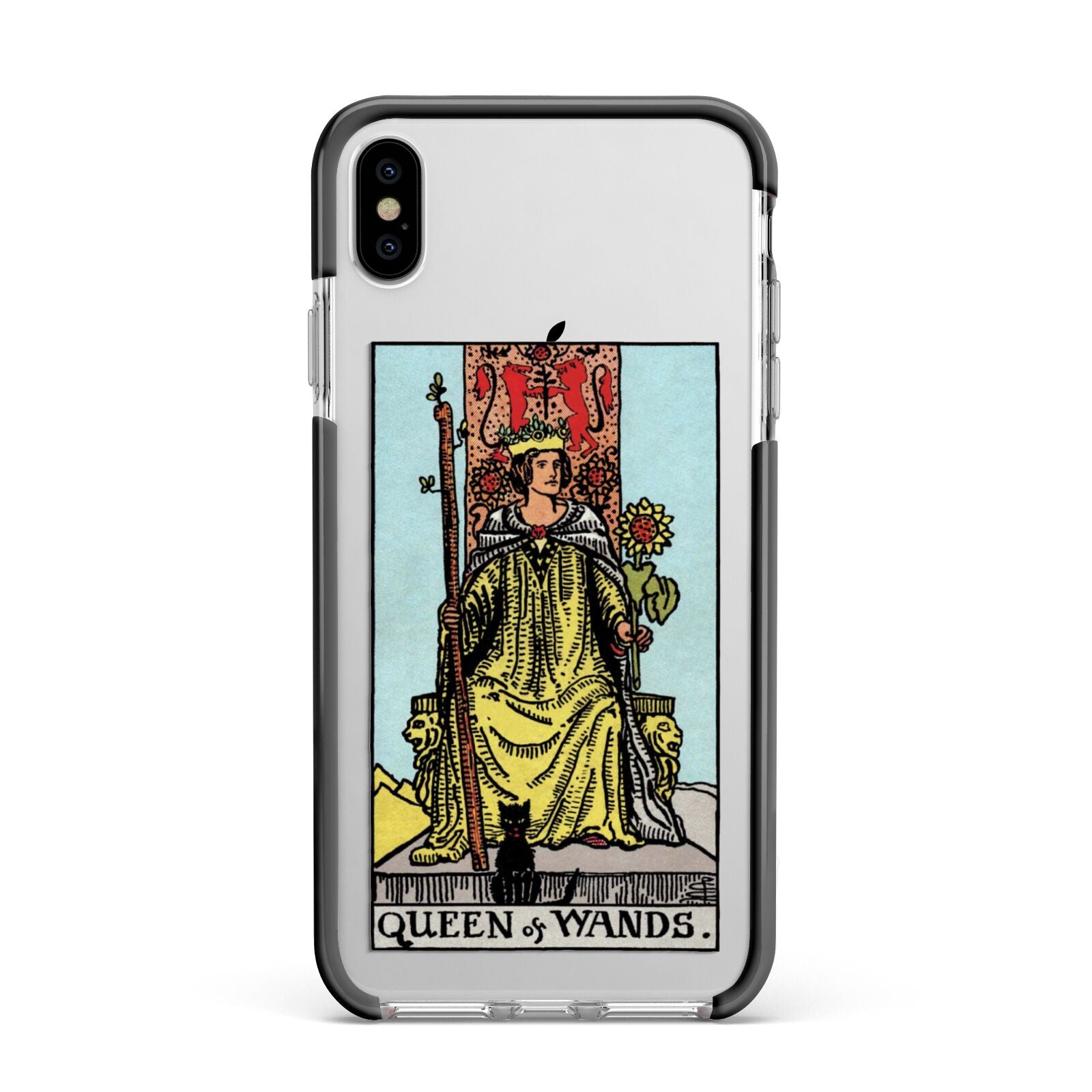 Queen of Wands Tarot Card Apple iPhone Xs Max Impact Case Black Edge on Silver Phone
